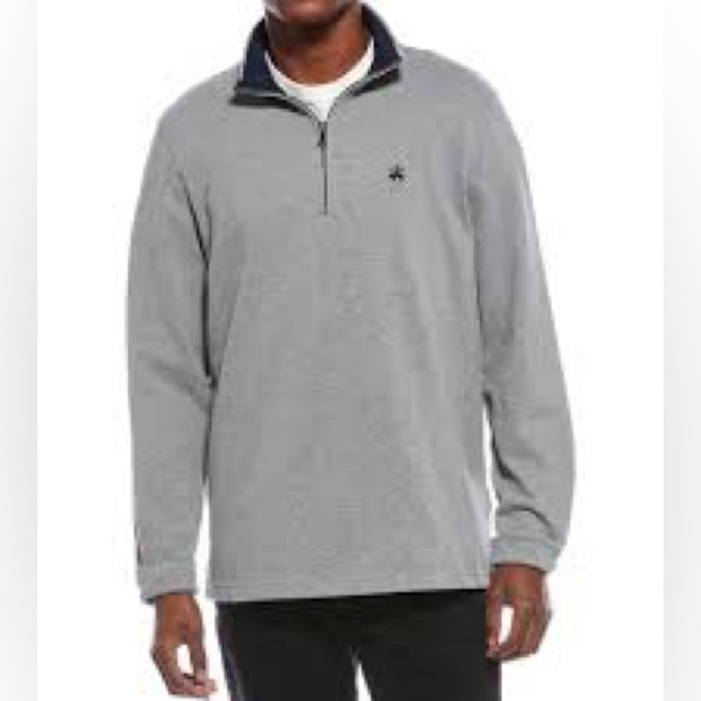 Brooks Brothers Preppy Gray Cotton Blend Pique 1/2 Zip Pullover Sweatshirt L